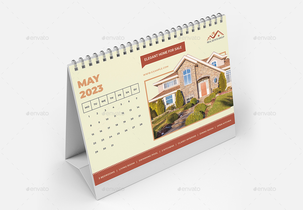 Desk Calendar 2023. Real Estate, Print Templates GraphicRiver